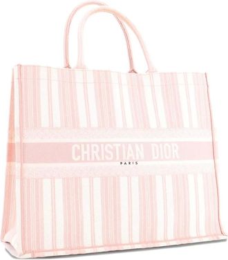 Dior Borsa tote Book grande in tela con ricamo - Rosa