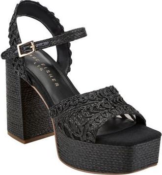 Marc Fisher Chayse Ankle Strap Platform Sandal in Black at Nordstrom, Size 8.5