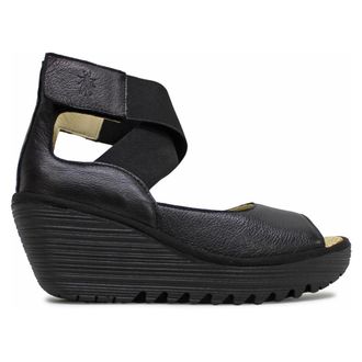 FLY London YEFI473FLY Mousse Leather Womens Comfort Sandals - Black - Size:UK 5