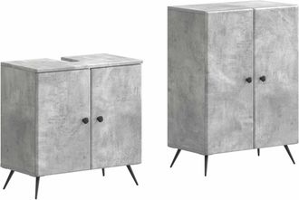 vidaXL Juego De Gabinete De Ba&ntilde;o De 2 Piezas Breda Gris Hormig&oacute;n Vidaxl