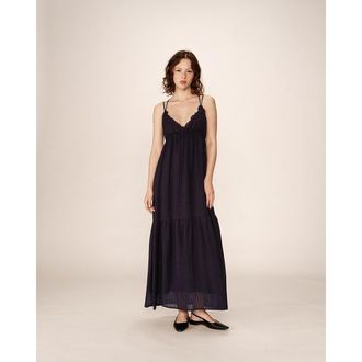 Grace & Mila Lange jurk met ruches en gekruiste bandjes PRETTY