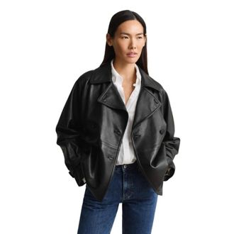 GANT Trench coat court en cuir dagneau ultra souple - female - Gant - Leather Jackets - Black - M - Jackets