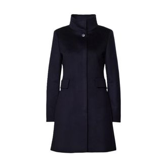 Max Mara Single-Breasted Coats, female, Blue, XS, Agnese Long Coat