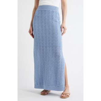 Bernardo Wave Pointelle Knit Skirt in Blue Heron at Nordstrom, Size X-Large