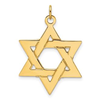 Diamond2Deal 14k Yellow Gold Polished Solid Star of David Pendant