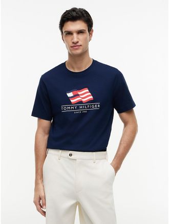 Tommy Hilfiger Mens Wavy Flag Logo T-Shirt - Navy - XXL