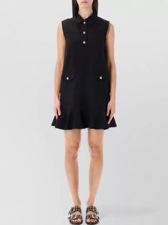 Ganni tailored mini dress sleeveless soft ruffle