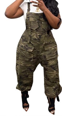 Generic Ladies Jumpsuits Ladies Dungarees Summer Romper for Women Womens Overalls Loose Fit Spring and Summer Pocket Camouflage Overalls