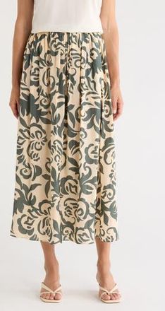T Tahari Everyday Pull-On Skirt in Natural/Green Swirl Print at Nordstrom Rack, Size X-Large