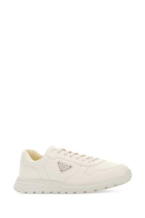Prada Mens White Leather Prax 2.0 Sneakers Avorio