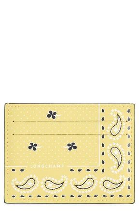 Longchamp Pocket Bandana Leather Card Holder in Lime at Nordstrom