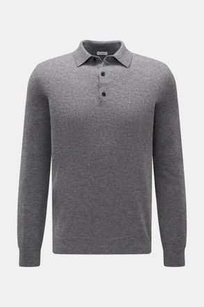Braun Hamburg Men - Cashmere knit polo grey mottled
