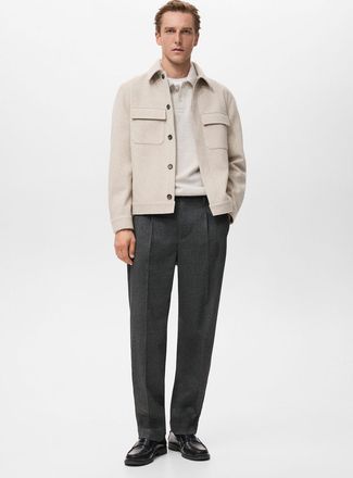 Mango Sovracamicia flanella tasche sabbia - Uomo - XL - MANGO MAN