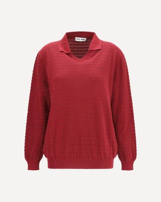 Miu Miu Cotton V-neck Sweater Female 40