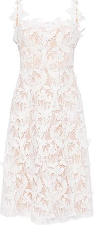 Marchesa lace-detailing midi dress - women - Polyester/Polyester - 6 - White
