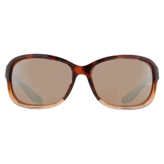 Costa SEADRIFT Copper SIlver Mirror Polarized Glass Rectangular Ladies Sunglasses 6S9114 911403 60