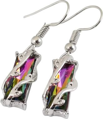 Generic Unique Style Leaf Shape Colorful Crystal Pendant for Women Earrings Inlaid Rhine Multicoloured