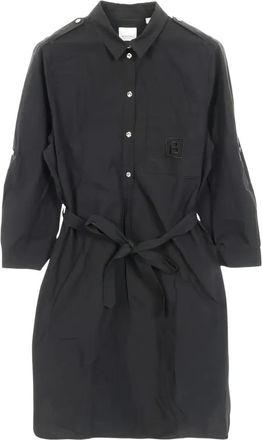 Burberry 2000s Kelsy belt cotton shirt dress - Black