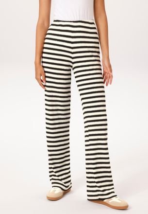 Aniston Schlupfhose ANISTON CASUAL, Damen, Gr. 34, N-Gr, wollwei&szlig;, schwarz, Strick, Obermaterial: 51% Viskose, 44% Polyester, 5% Elasthan, geringelt, gestreif