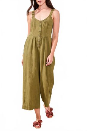 Tribal Back Smocking Jumpsuit In Rainforest
