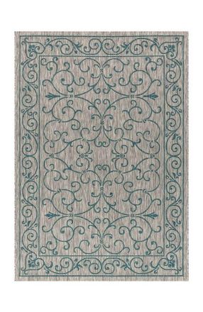 Jonathan Y Designs Charleston Vintage Filigree Textured Weave Indoor/Outdoor Area Rug in Gray/teal at Nordstrom, Size 2Ft 0In X 8Ft 0In