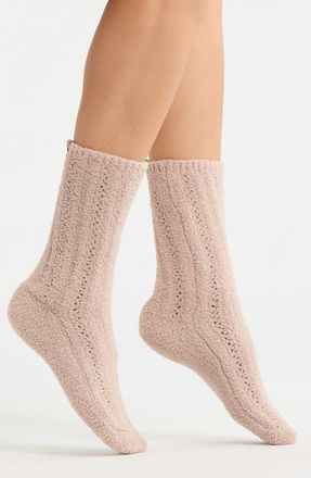 Barefoot Dreams CozyChic Pointelle Crew Socks in Willow at Nordstrom