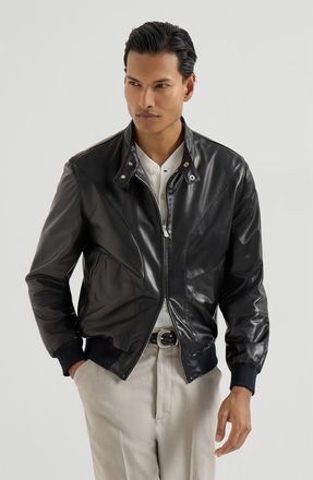 Brunello Cucinelli Nappa leather jacket in Black at Nordstrom, Size Xx-Small Eu