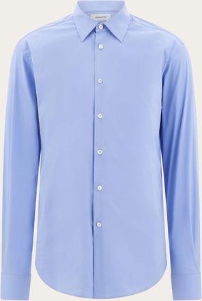 Ferragamo Men Shirt with tonal embroidered F Blue