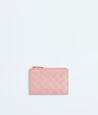 Bottega Veneta Intrecciato Zipped Card Case - Pink - Woman - 100% Lambskin
