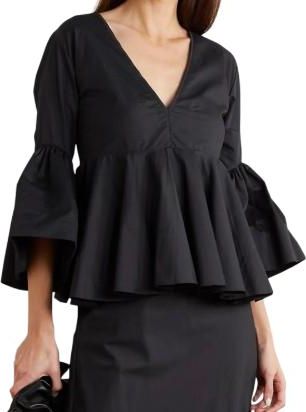 Kalita Black Cotton Peplum Top Size XS