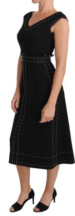 Dolce & Gabbana Black Wool Stretch A-line Sheath Womens Dress