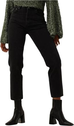 Gestuz Zwarte High Waist Mom Jeans - Dames - Cropped Jeans - Zwart - W25 - Jeans