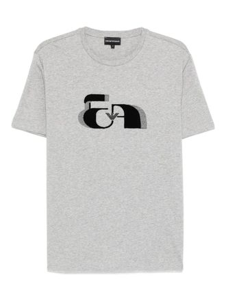 Emporio Armani logo-graphic T-shirt - men - Cotton - S - Grey