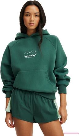 Cotton On Womens Active Plush Premium Graphic Raglan Hoodie in Bistro Green Body Wellness at Nordstrom, Size X-Small