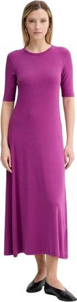 Marc O'Polo Maxi jurk met ronde hals - Dames - Casual kleedjes - Paars - XS - Katoen - Kleedjes