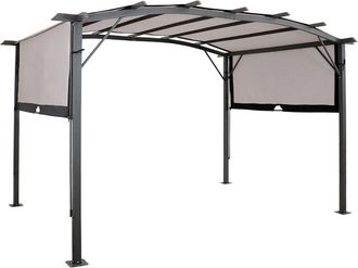 Sunnydaze 9X12ft Metal Arched Pergola With Retractable Canopy