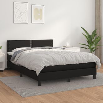 vidaXL Vidaxl - Cama Box Spring Con Colch&oacute;n Cuero Sint&eacute;tico Negro 140x190 Cm