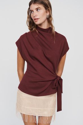 Maeve Mock Neck Wrap Top