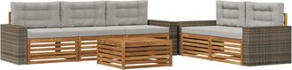 vidaXL Conjunto De Sof&aacute;s De Exterior 6 Uds. Natural Y Gris Claro Vidaxl