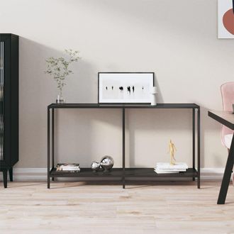 vidaXL Mesa De Consola Vidrio Templado Negro 140x35x75,5 Cm Vidaxl