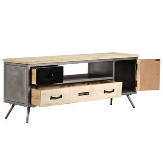 Berkfield Home TV Cabinet Solid Mango Wood & Steel 120x30x45 cm | Size: 120 x 30 x 45 cm