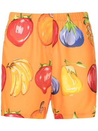 Amir Slama fruit-print elasticated-waistband shorts - Orange