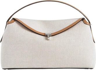 Toteme T-Lock Clutch - Dames - Handtassen - Beige - ONE Size - Leer - Tassen