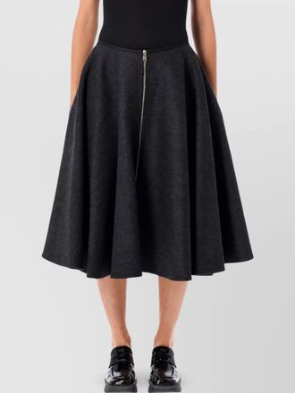 Prada virgin wool flared midi skirt