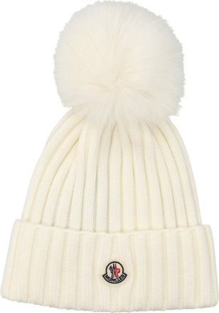 Moncler Off White Rib knitted Beanie Cap