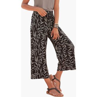 Lascana Printed Culottes in Black & Sand at Nordstrom, Size 2