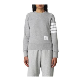 Thom Browne Sweatshirts, female, Gray, XS, Crew Neck Long Sleeve Cotton Blend Comfortable Knitwear Top