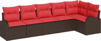 vidaXL Conjunto De Sof&aacute; De Jard&iacute;n Marr&oacute;n Rat&aacute;n Sint&eacute;tico Vidaxl