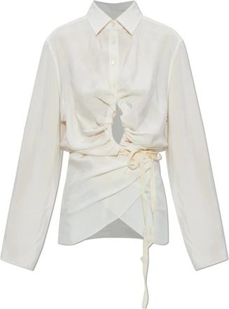 Maison Margiela Shirts, female, Beige, Size: S Draped Front Shirt