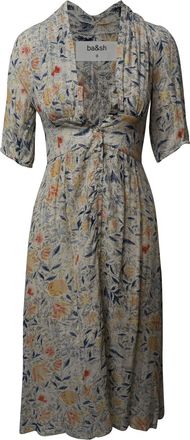 BA&SH Ba&Sh Midi-jurk met bloemenprint en diepe V-hals in veelkleurige viscose
